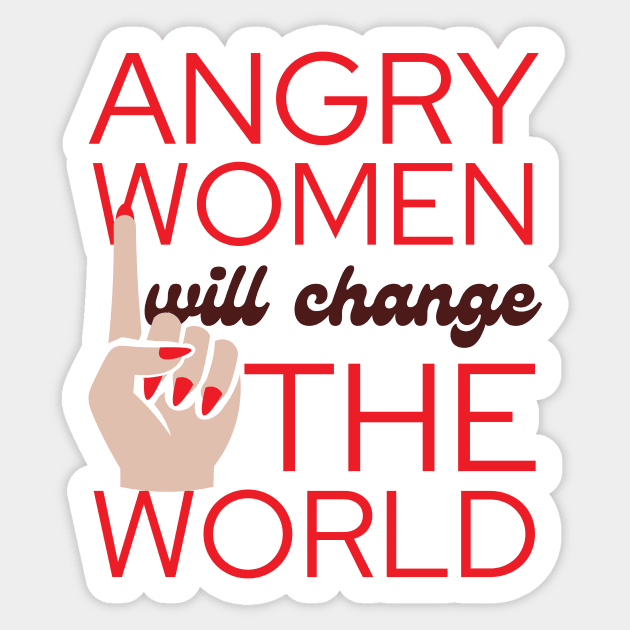 Angry Women Will Change The World Red Nail Polish Design Sticker by pingkangnade2@gmail.com